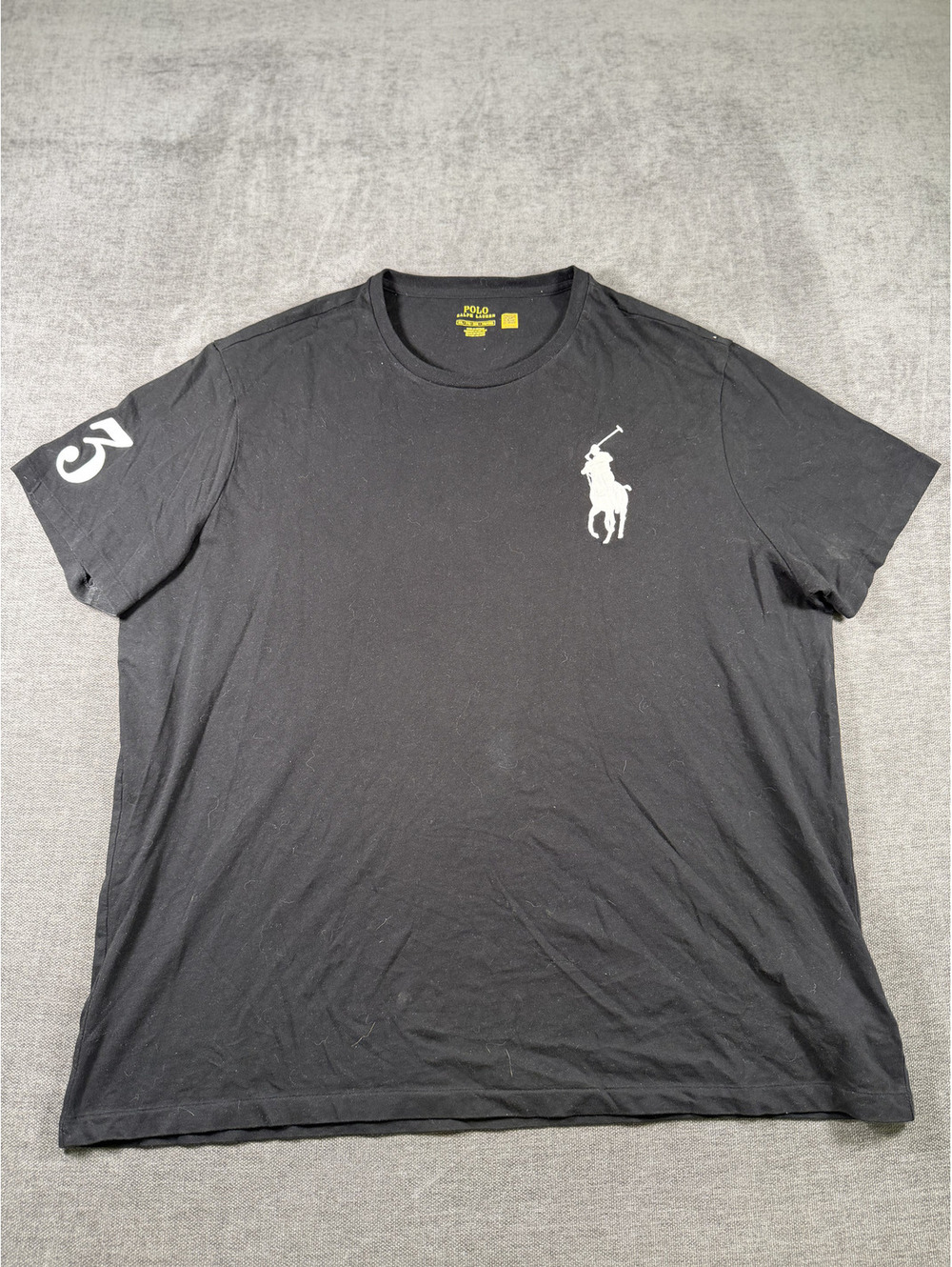 Polo Ralph Lauren Men's Black XXL T-Shirt with White Polo Player Logo